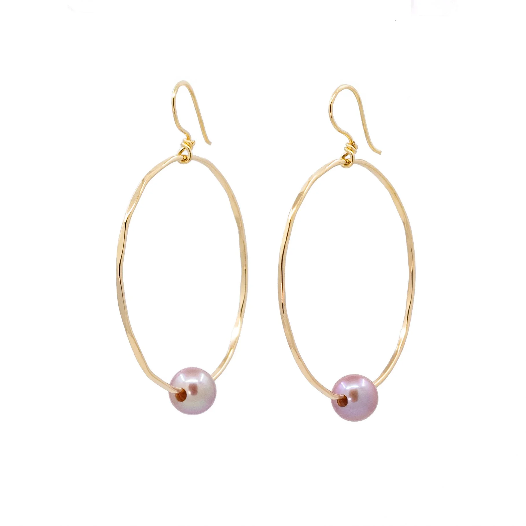 Pink Pearl Hoop Earrings
