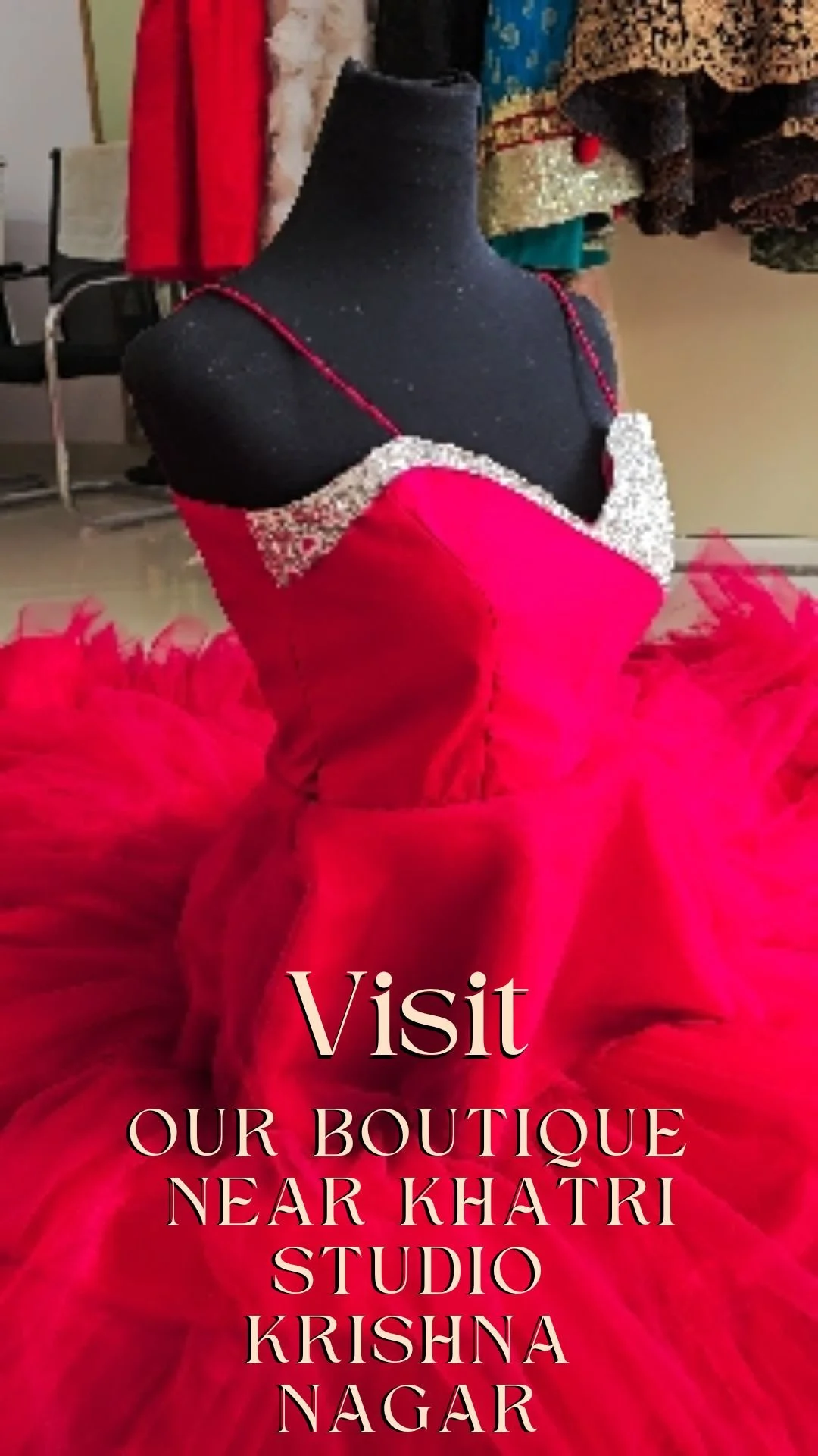 Elegant Red Evening Gown with Rhinestone Detailing