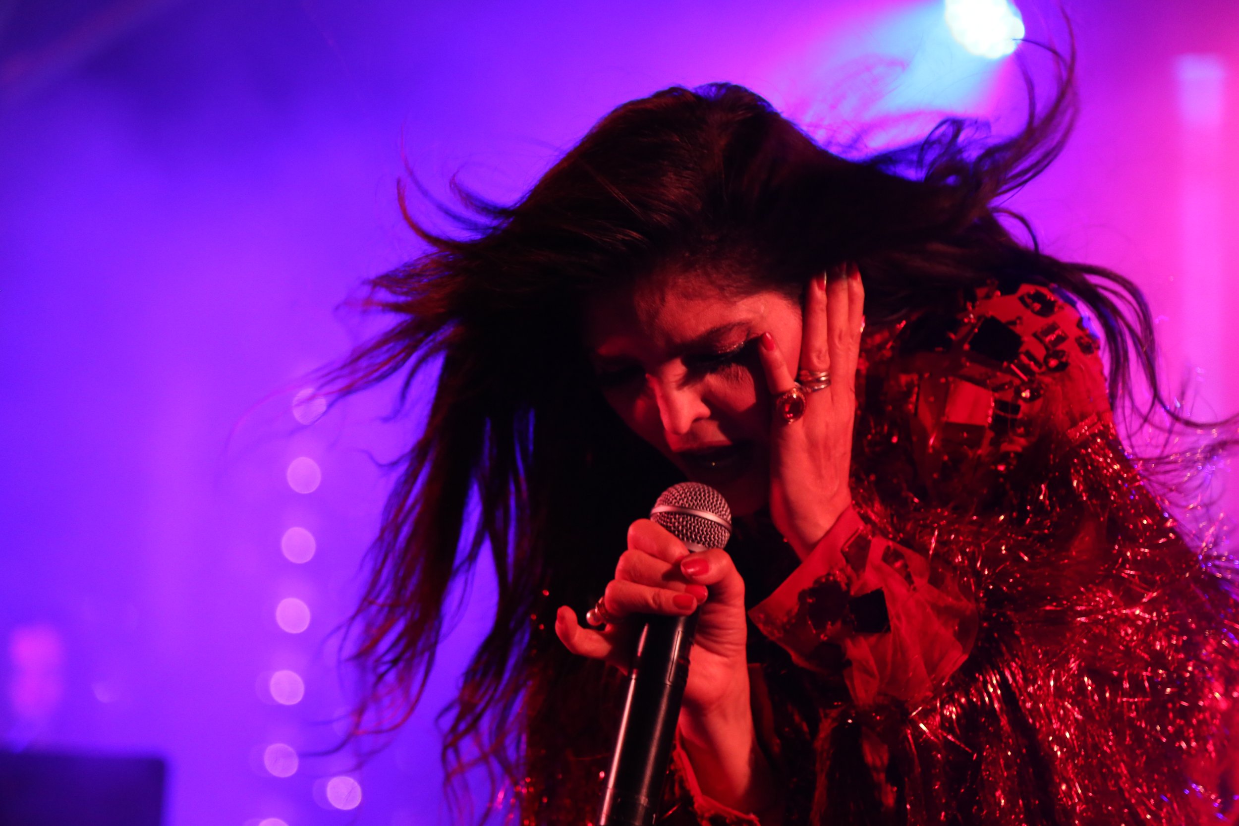 Singer performing live at a concert near San Diego Bay, capturing a vibrant outdoor music event.