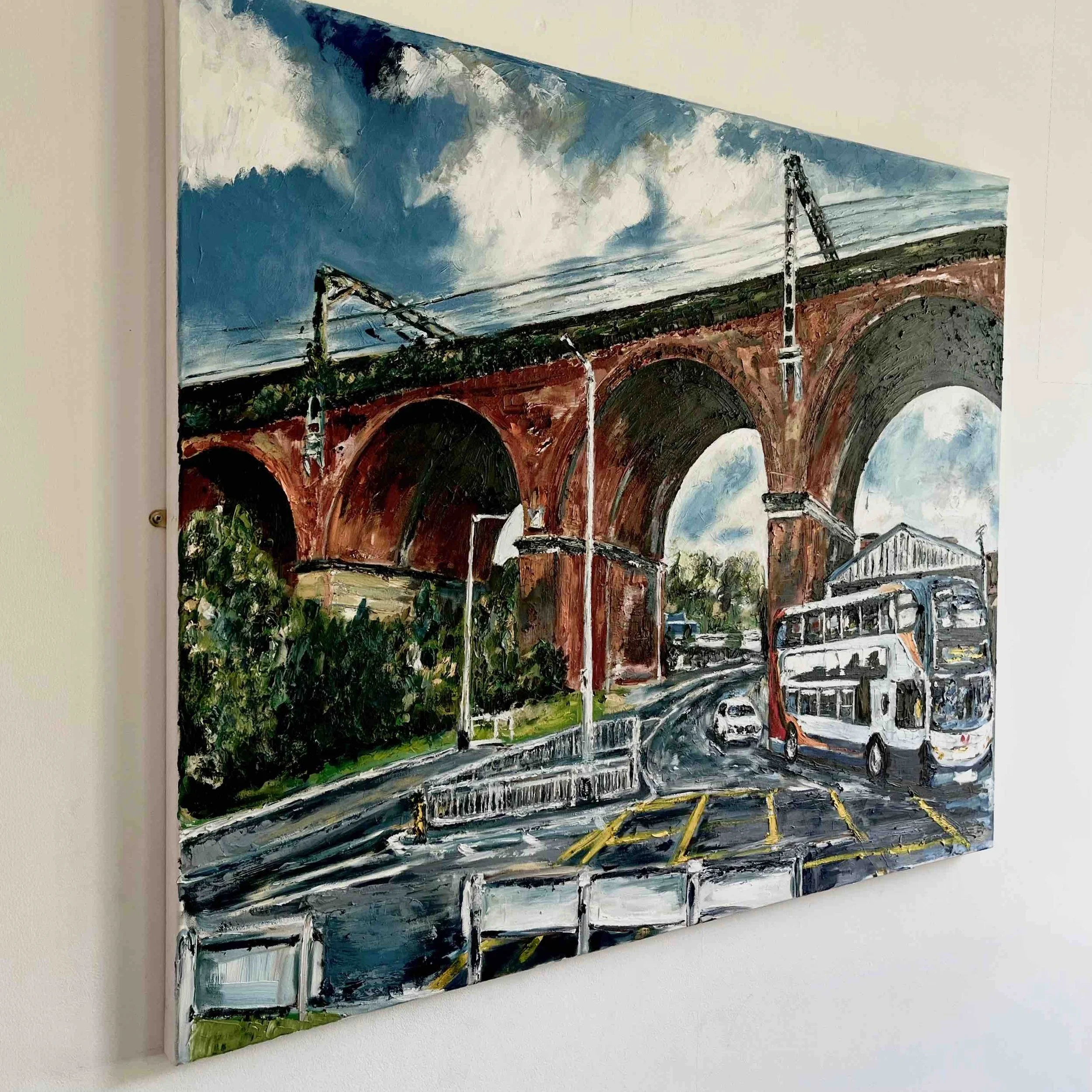 Stockport Viaduct with Double-Decker Bus