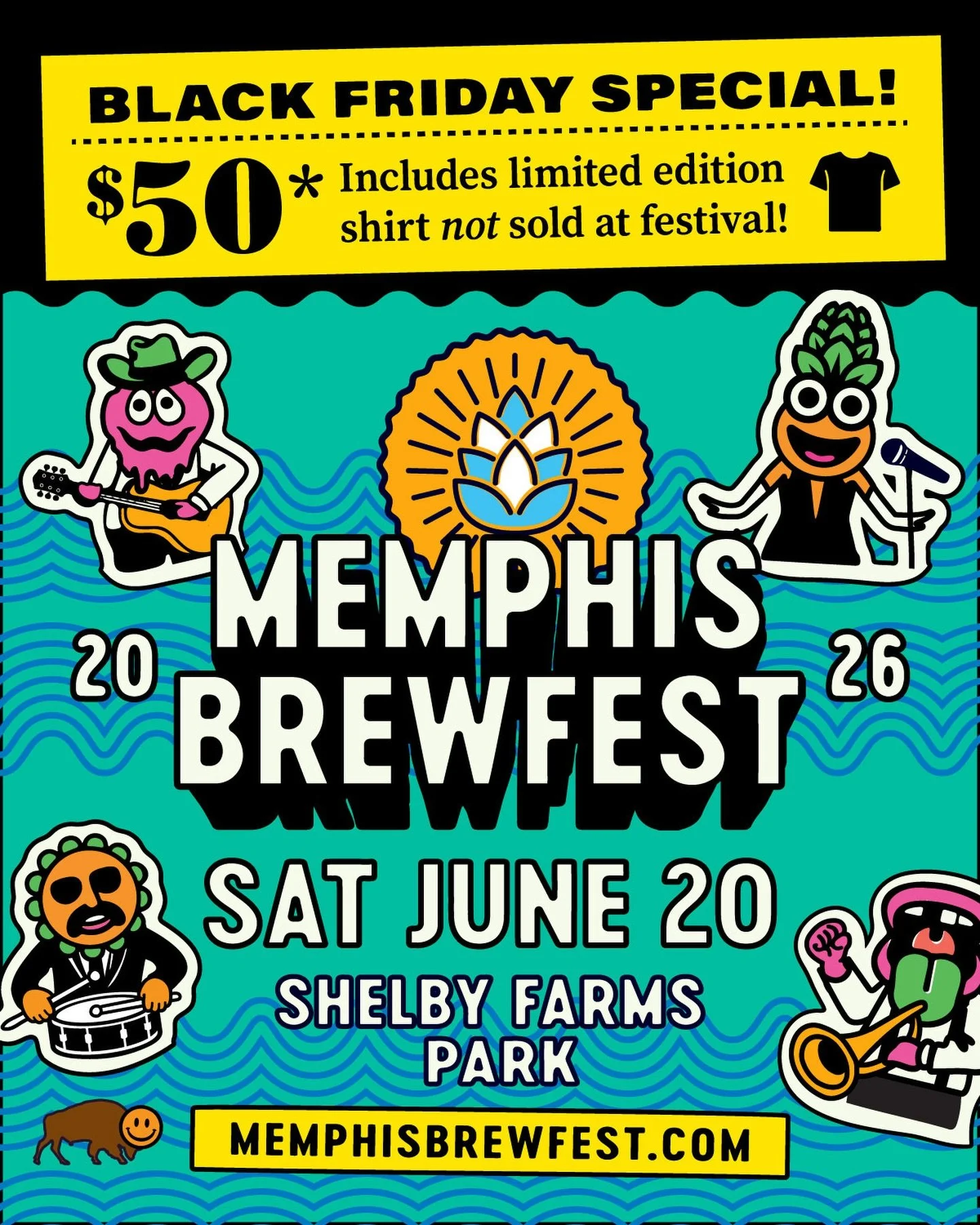 🍻 The Memphis Brewfest 2026 Black Friday Deal is LIVE! 🍻
Mark your calendar for June 20, 2026! 

🖤 BLACK FRIDAY SPECIAL! 🖤
Purchase includes:
✅ One (1) General Admission Ticket to Memphis Brewfest 2026
👕 PLUS a Limited Edition 2026 T-Shirt (prin