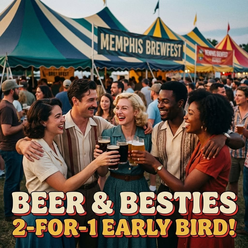Super excited for the ultimate craft beer adventure with your bestie? Grab the limited 2-for-1 Early Bird deal to Memphis Brewfest and make memories you&rsquo;ll be talking about all year. Two tickets, endless cheers: for just $70 plus fees! Tag your