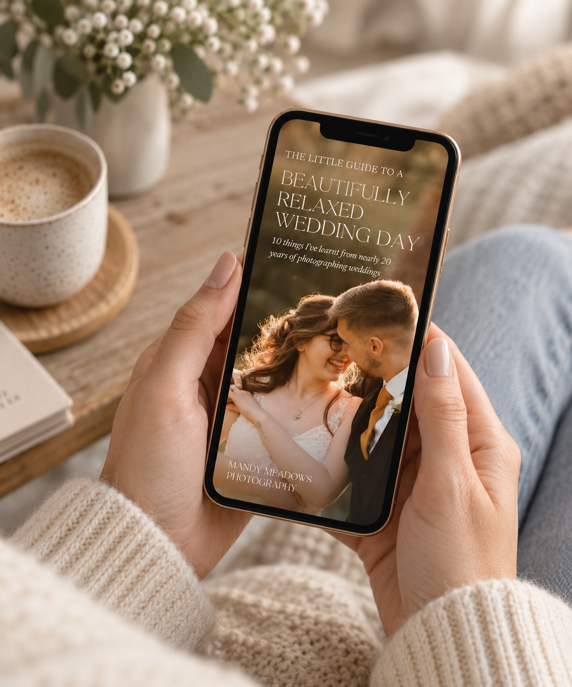 The Little Guide to a Beautifully Relaxed Wedding Day viewed on a phone