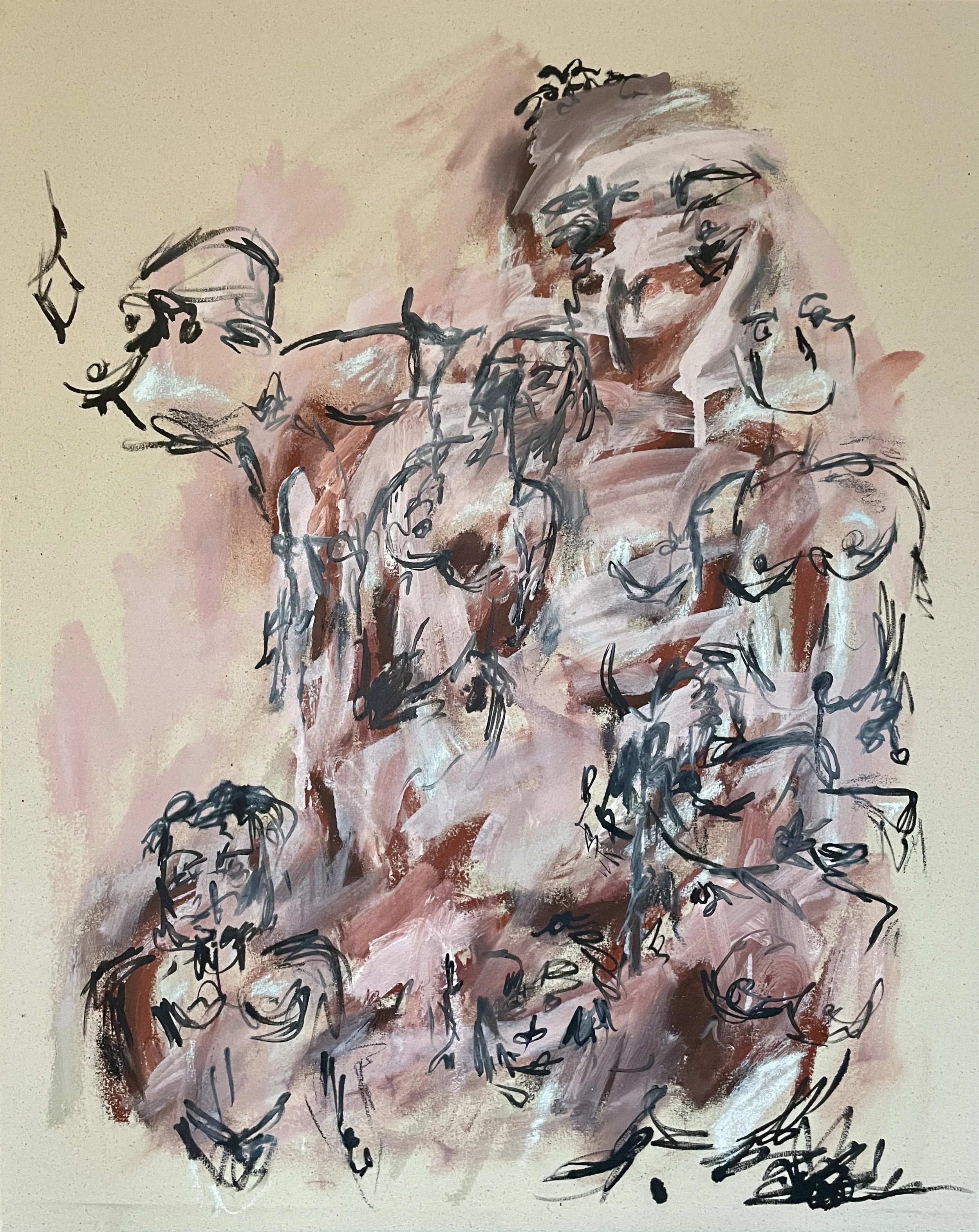 "I Didn't Feel Them" - 30 x 24 Oil, Charcoal & Chalk Pastel on Canvas (2025)