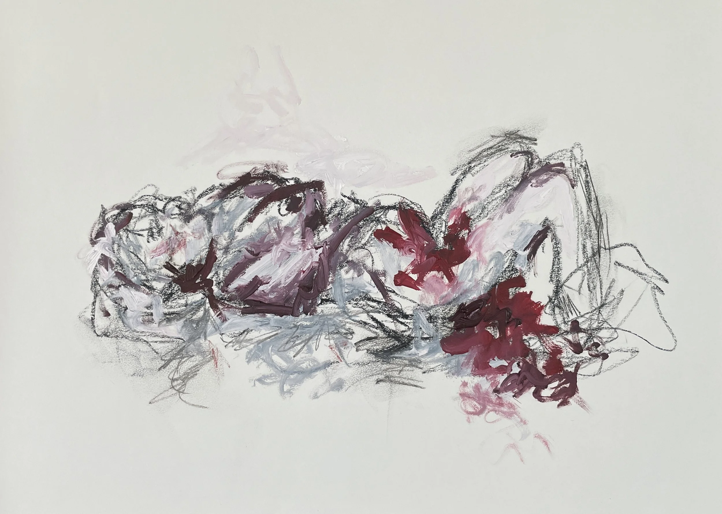 "For All The Times We Bleed" - 11x14 Charcoal & Oil on Paper (2025)