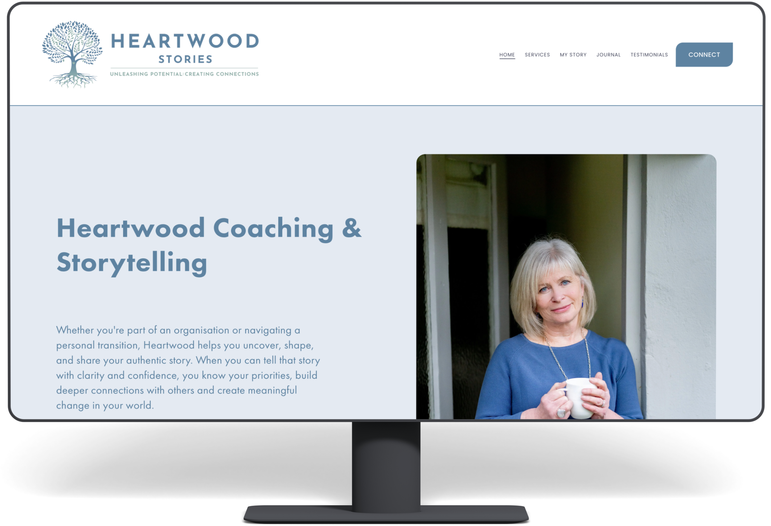 Heartwood Stories website homepage shown on a desktop computer screen