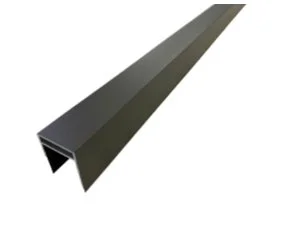 Black metal channel or beam with an open square cross-section