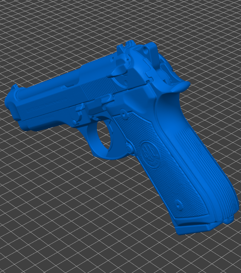 Beretta 92FS STL 3D model digital download, non-functional replica designed for training, display, holster making, 3D printing projects; accurate dimensions for reliable practice & professional