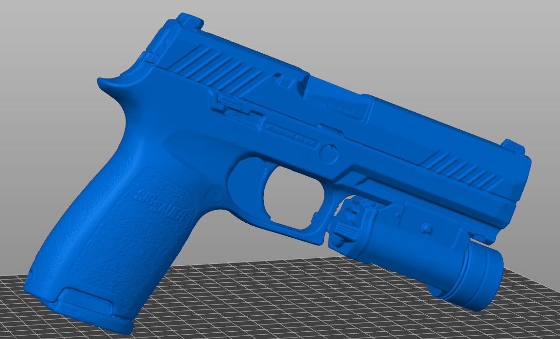 Sig Sauer P320 with Streamlight TLR-1 HL STL file for 3D printing, realistic non-functional pistol and weapon light replica for holster molding, firearms training, and safe practice.