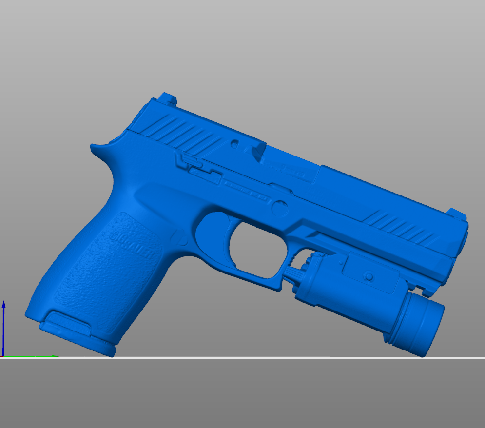 Sig Sauer P320 with Streamlight TLR-1 HL STL file for 3D printing, realistic non-functional pistol and weapon light replica for holster molding, firearms training, and safe practice.