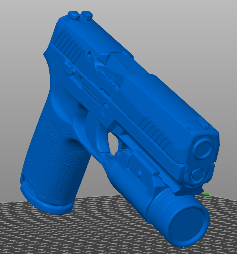 Sig Sauer P320 with Streamlight TLR-1 HL STL file for 3D printing, realistic non-functional pistol and weapon light replica for holster molding, firearms training, and safe practice.