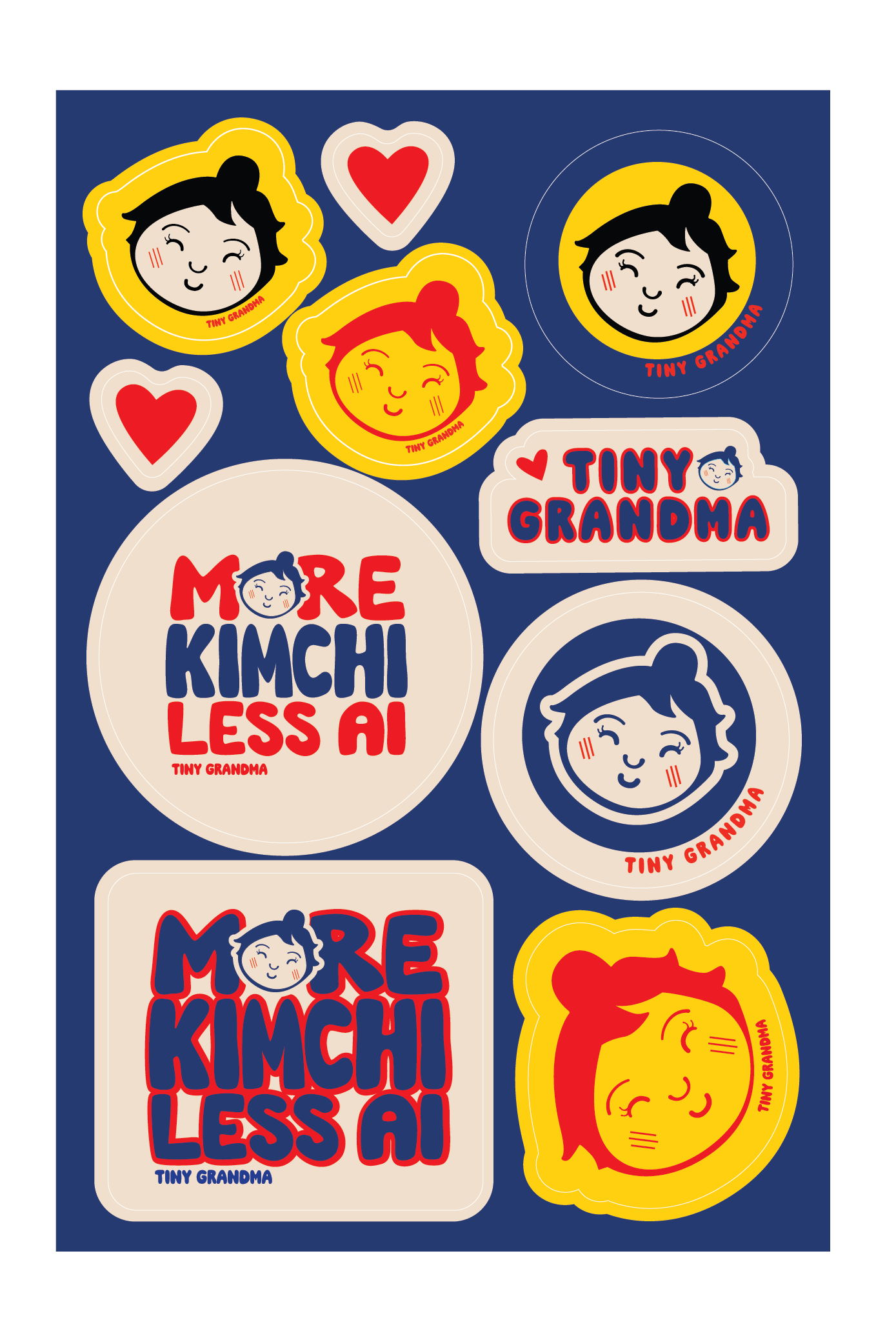 Tiny Grandma Sticker Sheet : More Kimchi Less AI