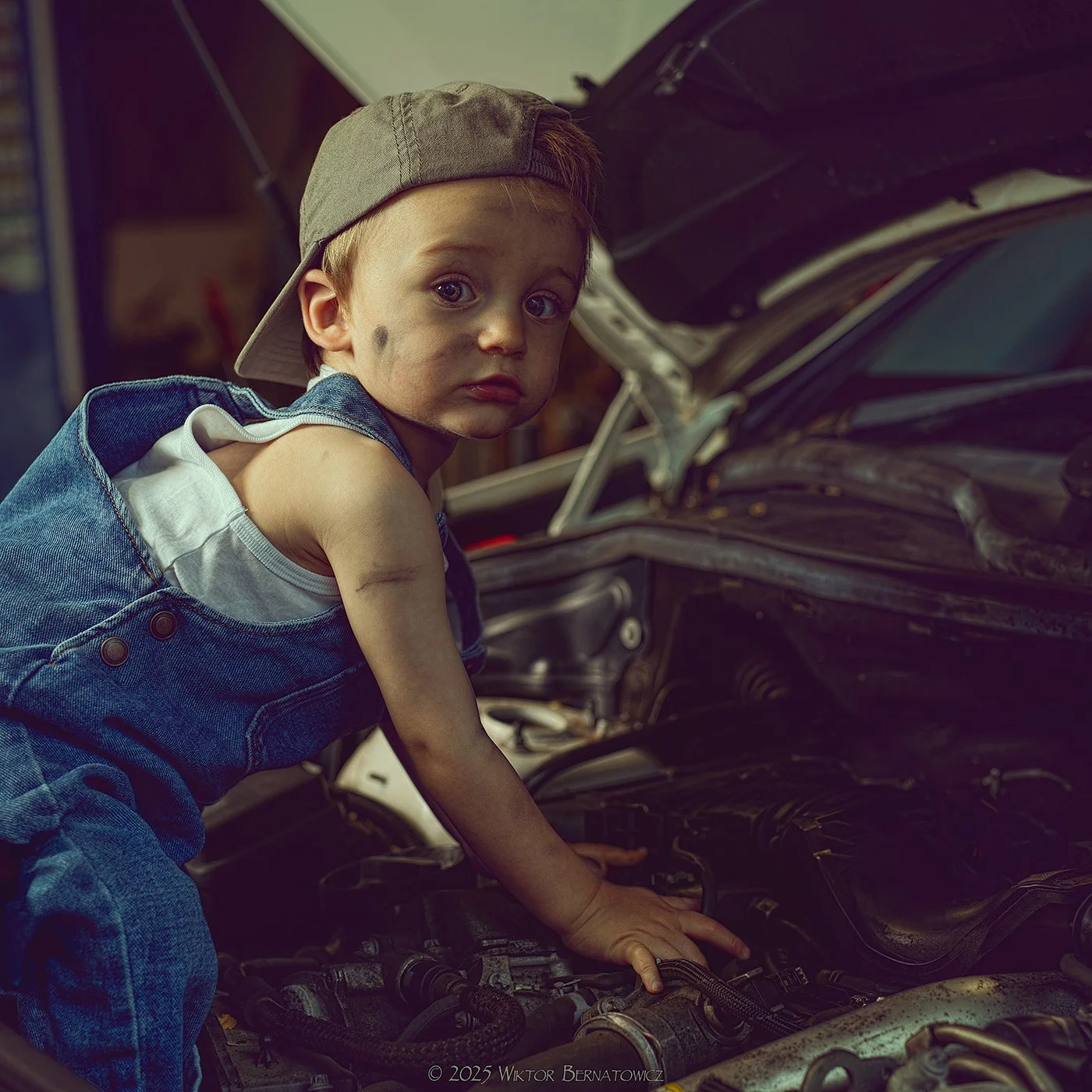 “Grease, grit and giggles. The garage never looked this cute.”