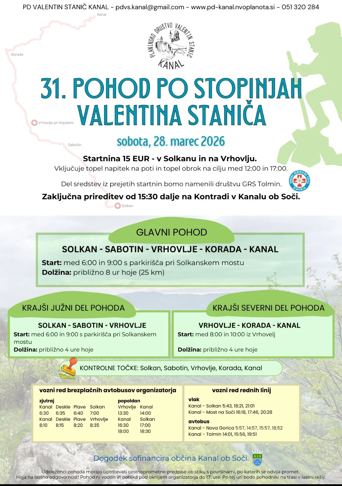 28.3.2026,  vas vabimo na organizirani 31. Staničev pohod.
