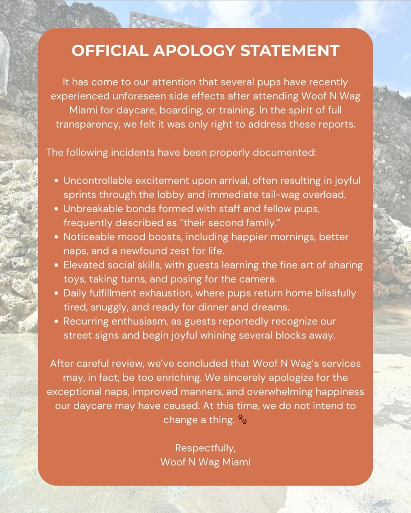 We&rsquo;d like to formally apologize&hellip; 

For making your dogs too happy. New BFFs &amp; zoomies they save just for our lobby&hellip; we accept full responsibility. 😌🧡
At Woof N Wag, your pup&rsquo;s joy is kind of our specialty.

Book a spot