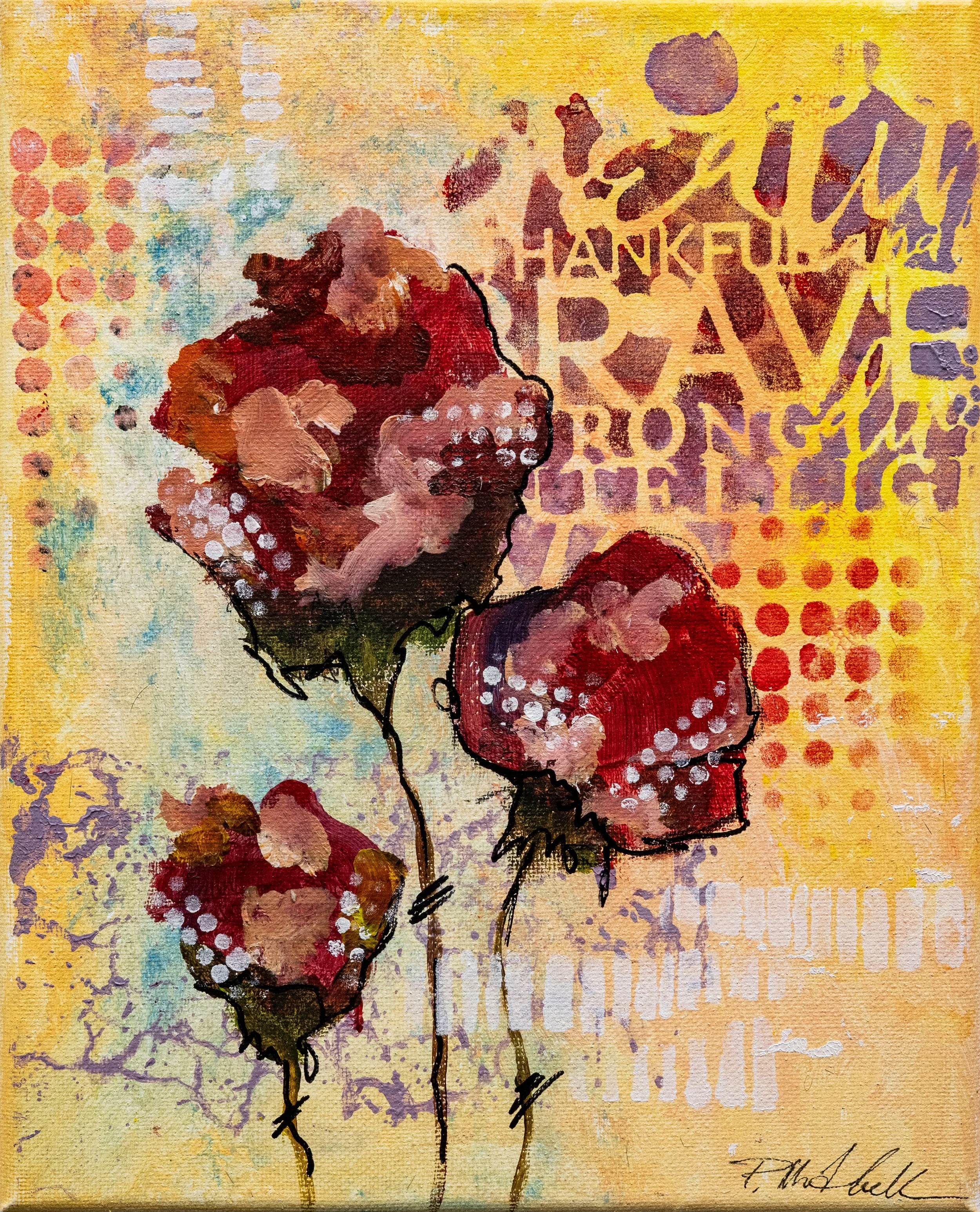 Thankful Rose Mixed Media Painting by Paula Mitchell