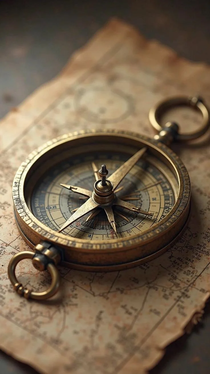 Vintage Compass with Map