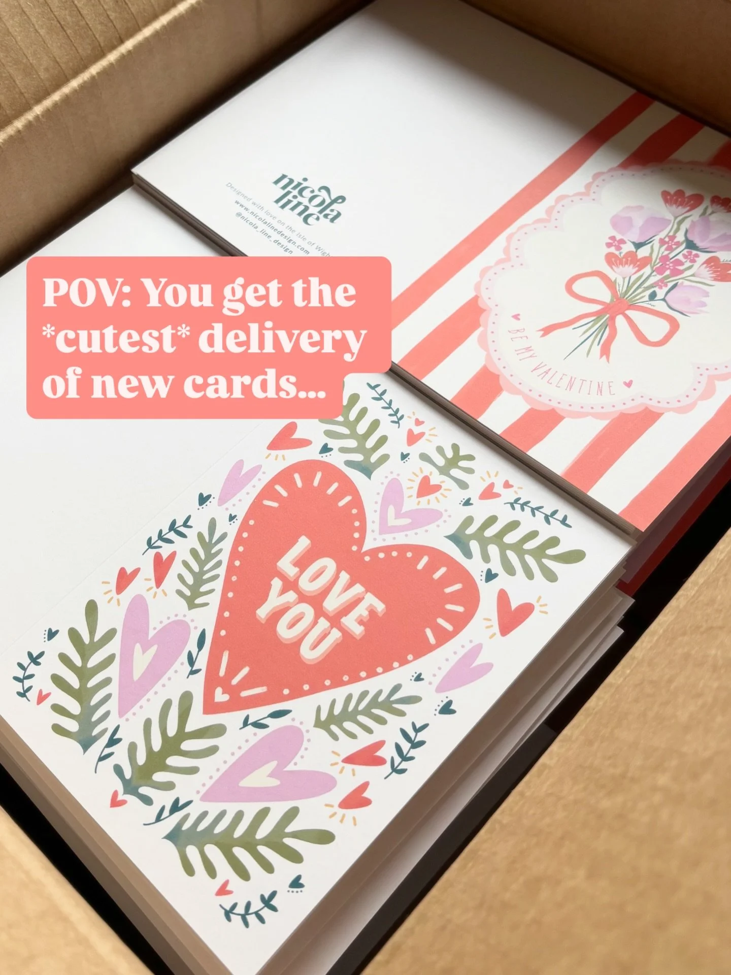 The most gorgeous delivery of new cards arrived from the printers yesterday. I loved designing these cards so much. Which one is your favourite?👇
They will be live on the website soon! 

#greetingcards #illustrator #designer #valentines #love