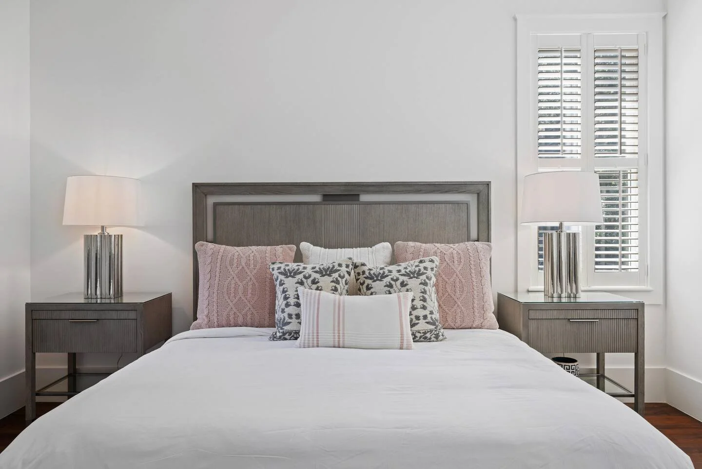 After: Bedroom - fresh modern Ethan Allen bed.