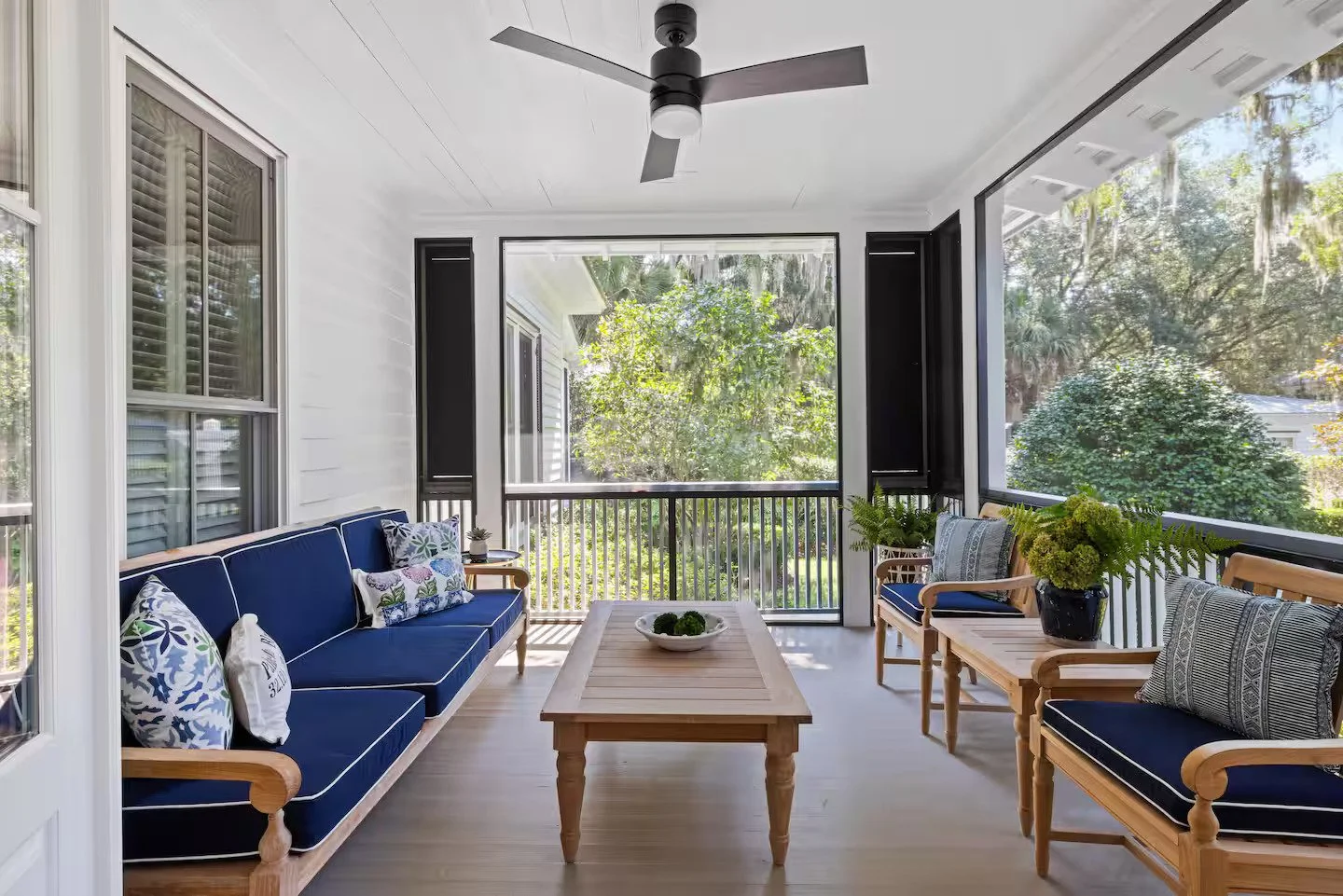 After: Patio - essential for South Carolina living, classic blue sets the tone.