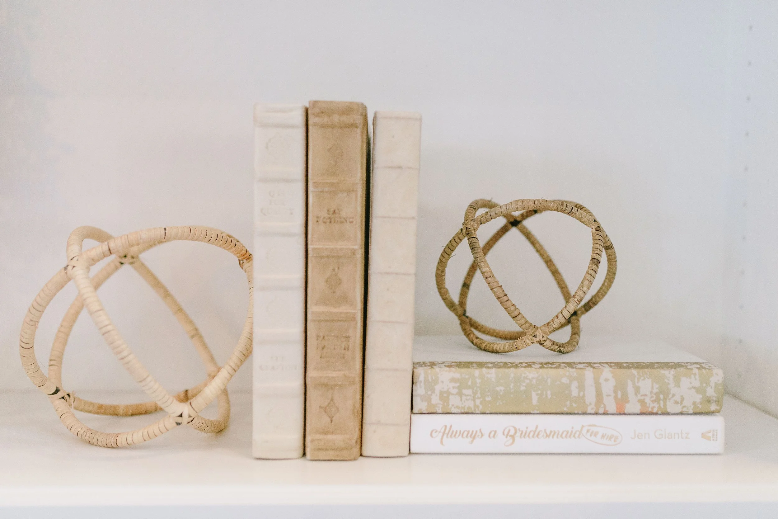 Neutral colored faux books.