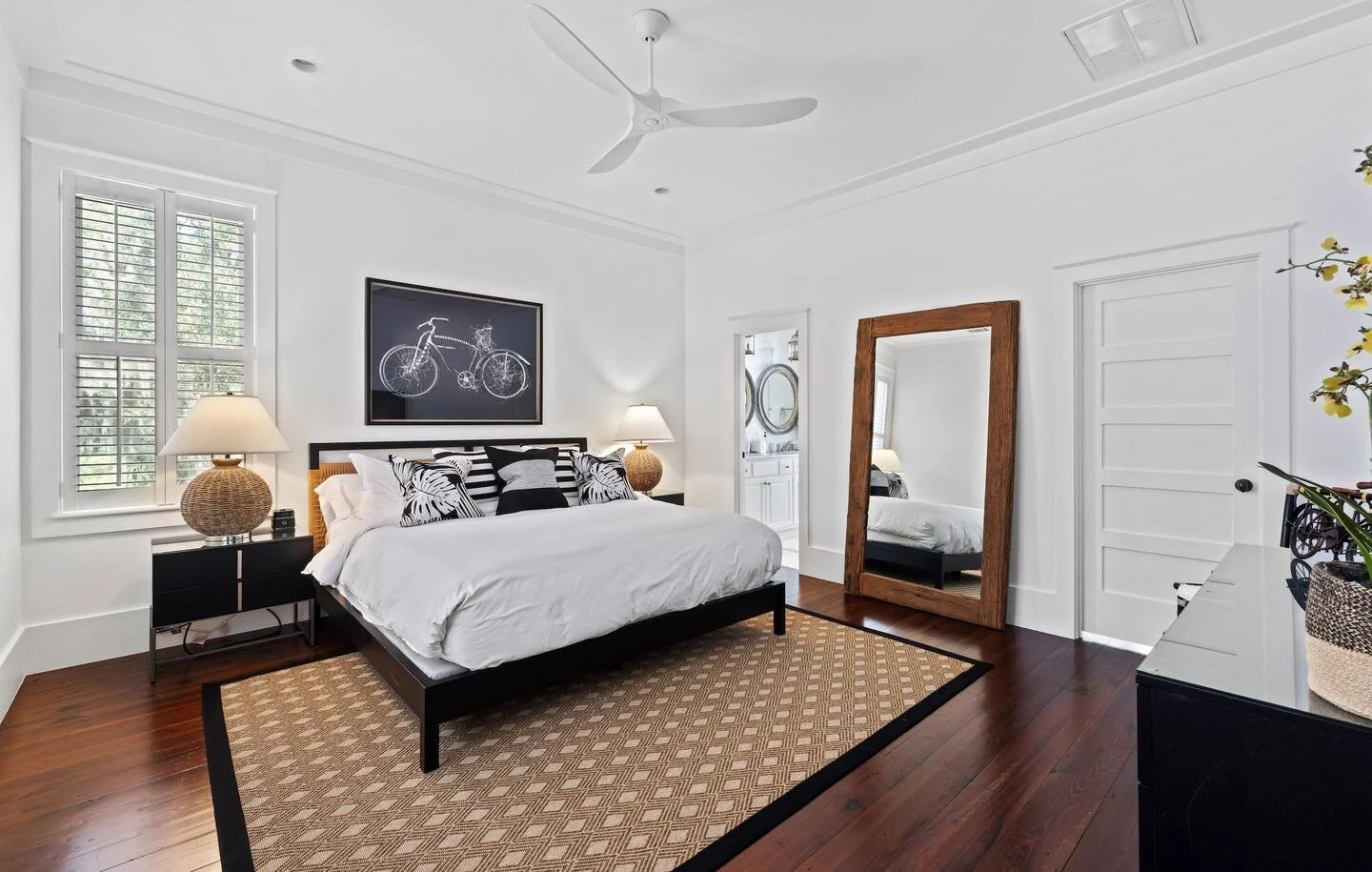 After: Guest bedroom - Cool, fun and coastal.