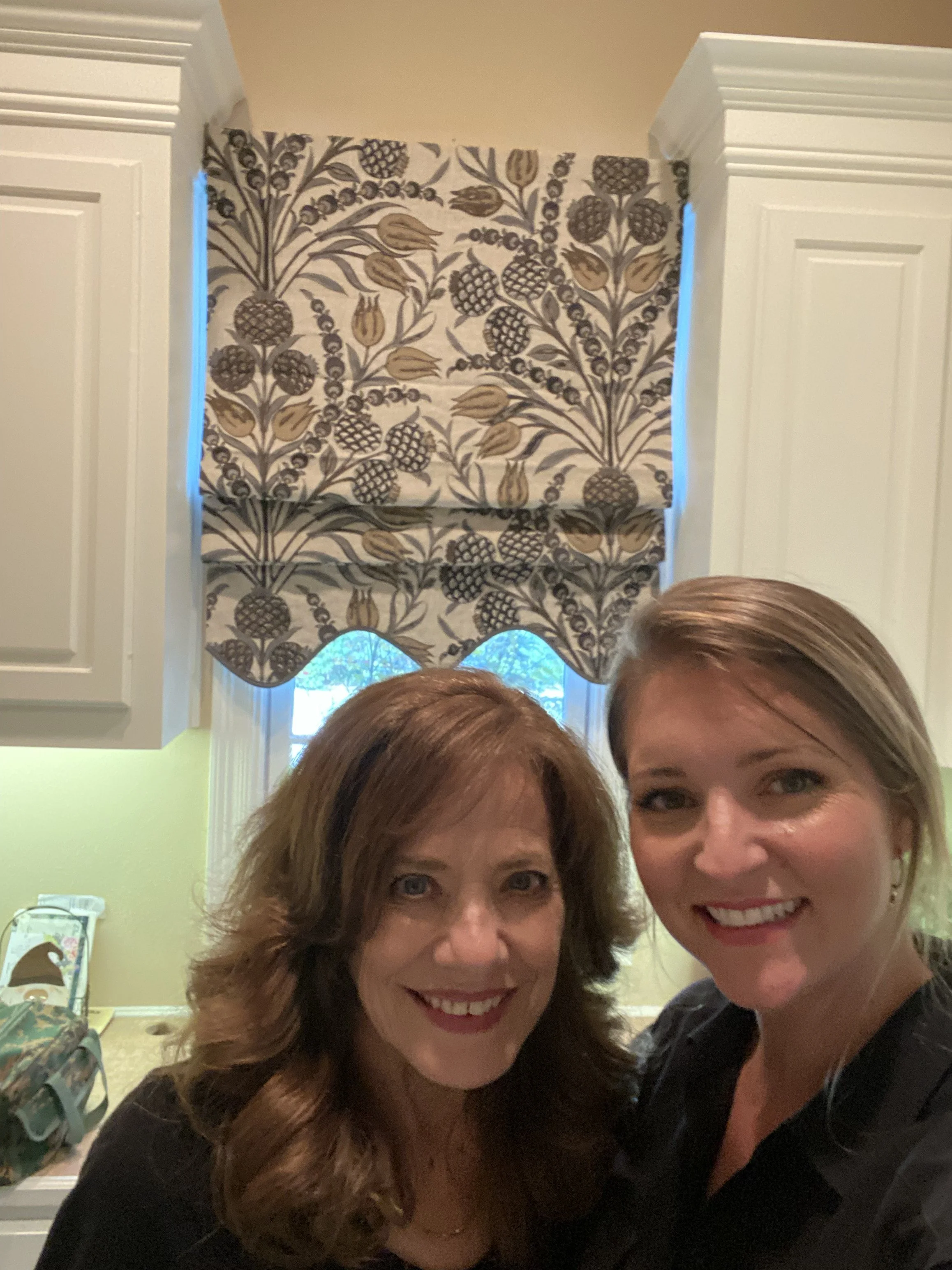 Custom roman shade, happy homeowner.