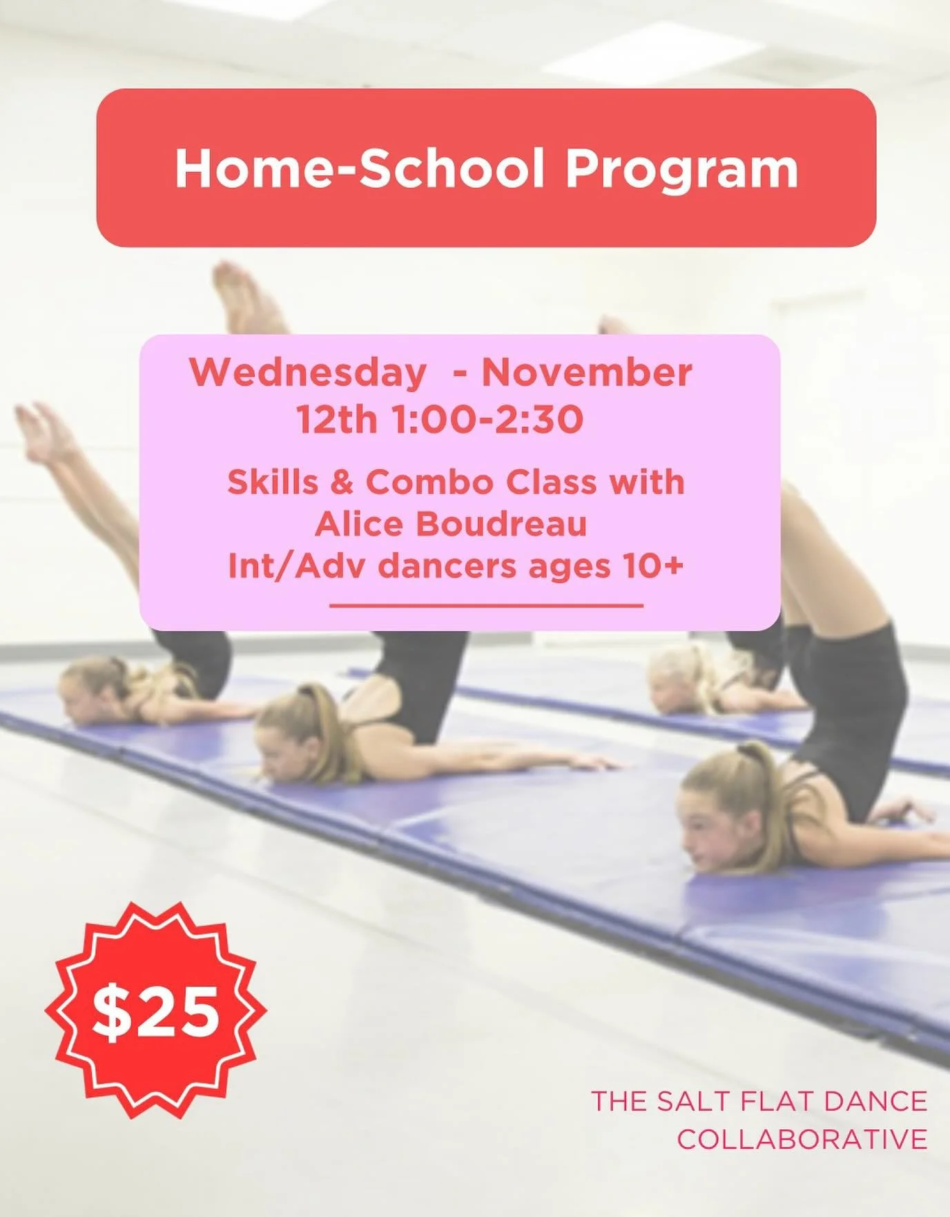 ✨ Introducing Our Second Homeschool Series Class! ✨

Join us Wednesday, November 12 | 1:00&ndash;2:30 PM for an exciting session designed for intermediate to advanced dancers (ages 10+).

Whether you&rsquo;re a homeschooler or have early release, thi