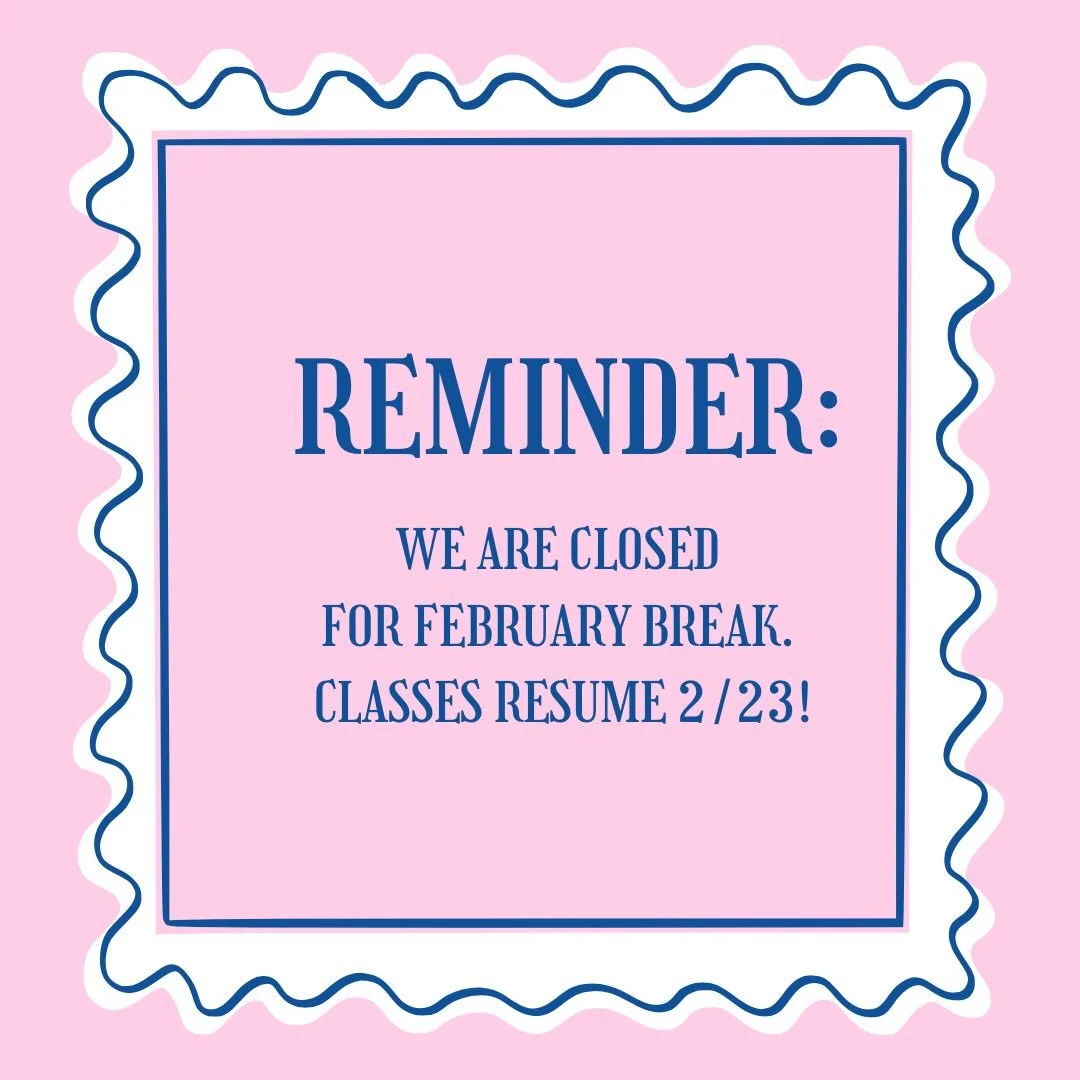 We&rsquo;re closed for all regularly scheduled classes during February Break ❄️✨

Enjoy your well‑deserved time off with family and friends. Rest, recharge, and have fun!

We can&rsquo;t wait to welcome everyone back to the studio on Monday, 2/23 

S