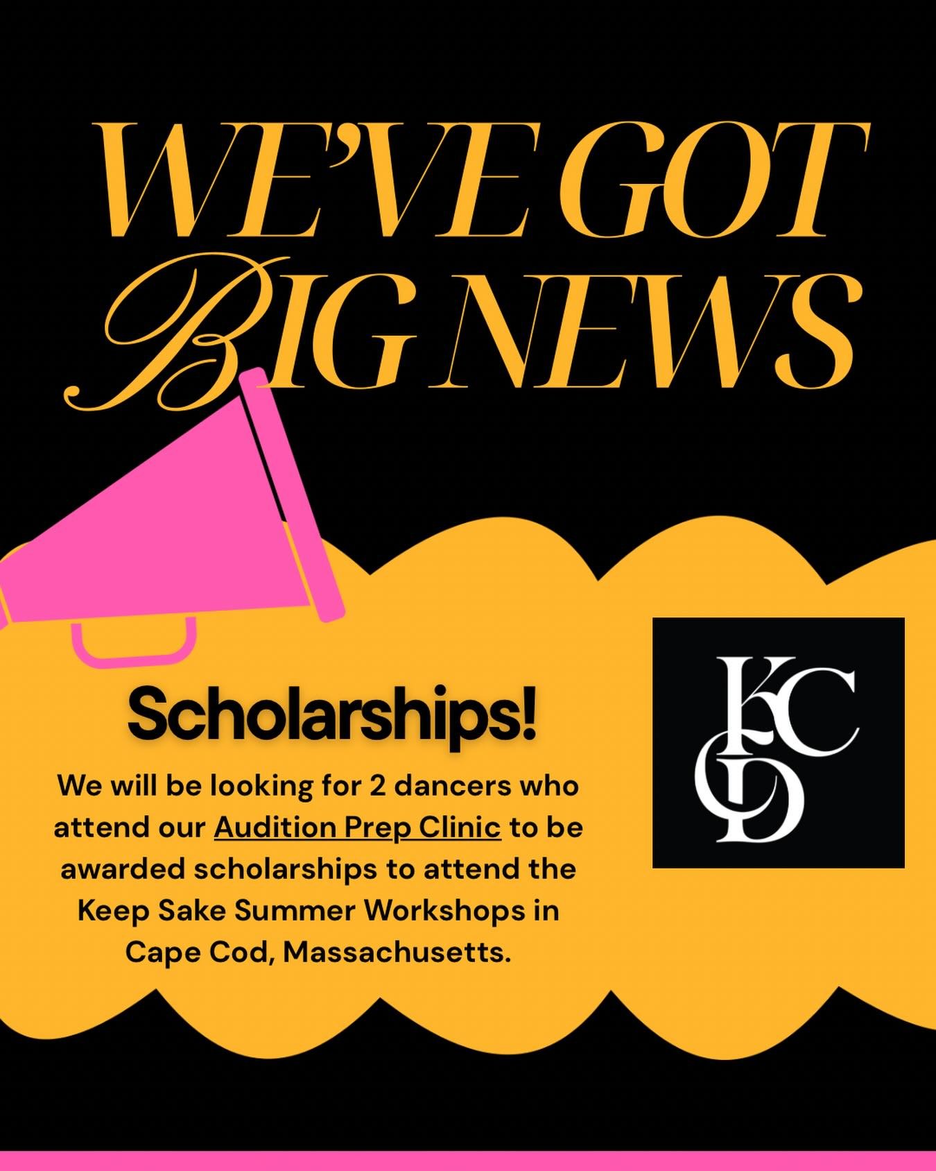 We&rsquo;re so excited to share that we&rsquo;ve been generously gifted 2 scholarships to @keepsake.kccd in Cape Cod, Massachusetts 🌊✨

We&rsquo;ll be selecting 2 standout dancers from our Audition Prep Clinic to receive these scholarships!

A big t