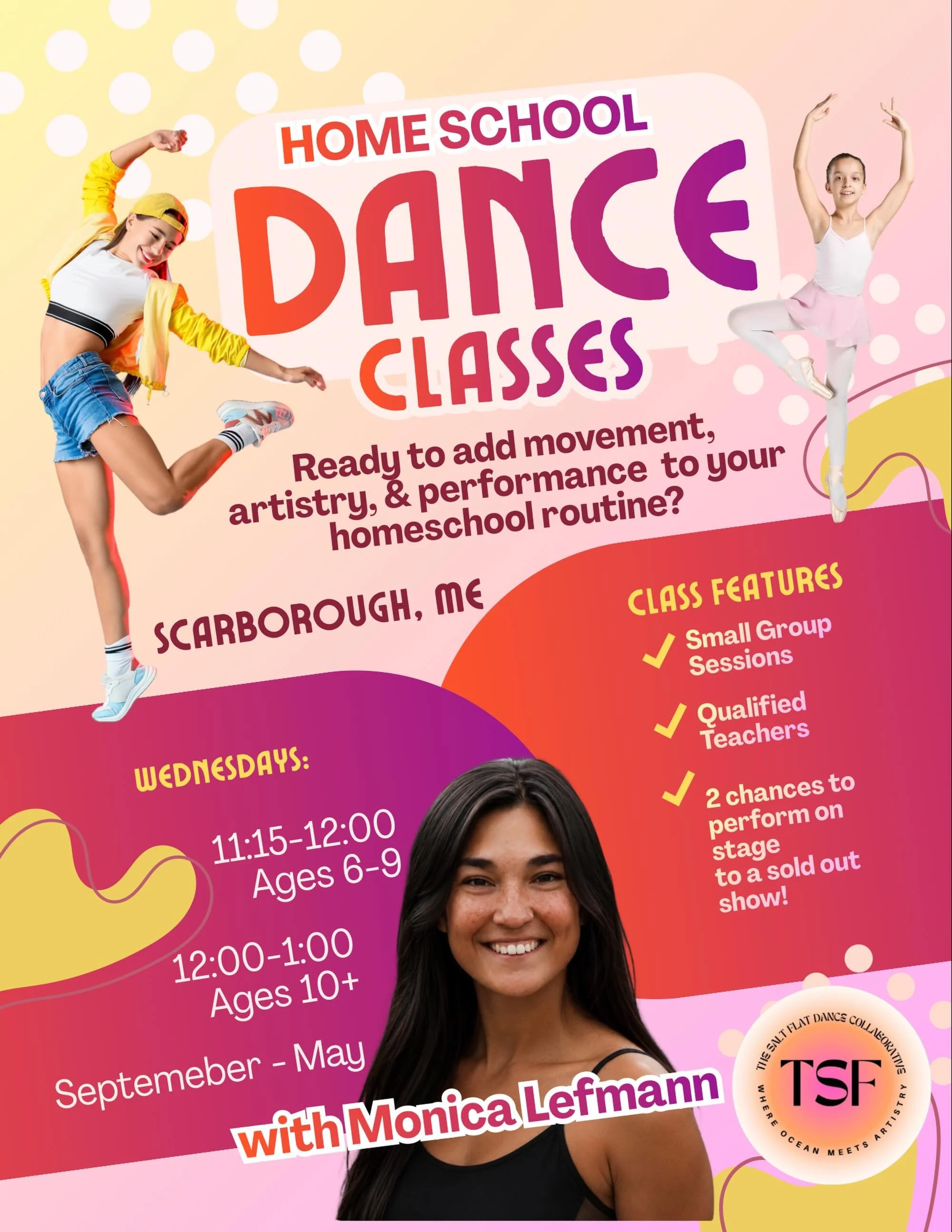 ✨ Our new Fall Homeschool Dance Classes are here! ✨
Ages 6&ndash;9 Wednesdays from 11:15&ndash;12:00 🩰
Ages 10+ Wednesdays from 12:00&ndash;1:00 🎶

From September through May, we&rsquo;ll explore different dance styles, learn about dance history, a