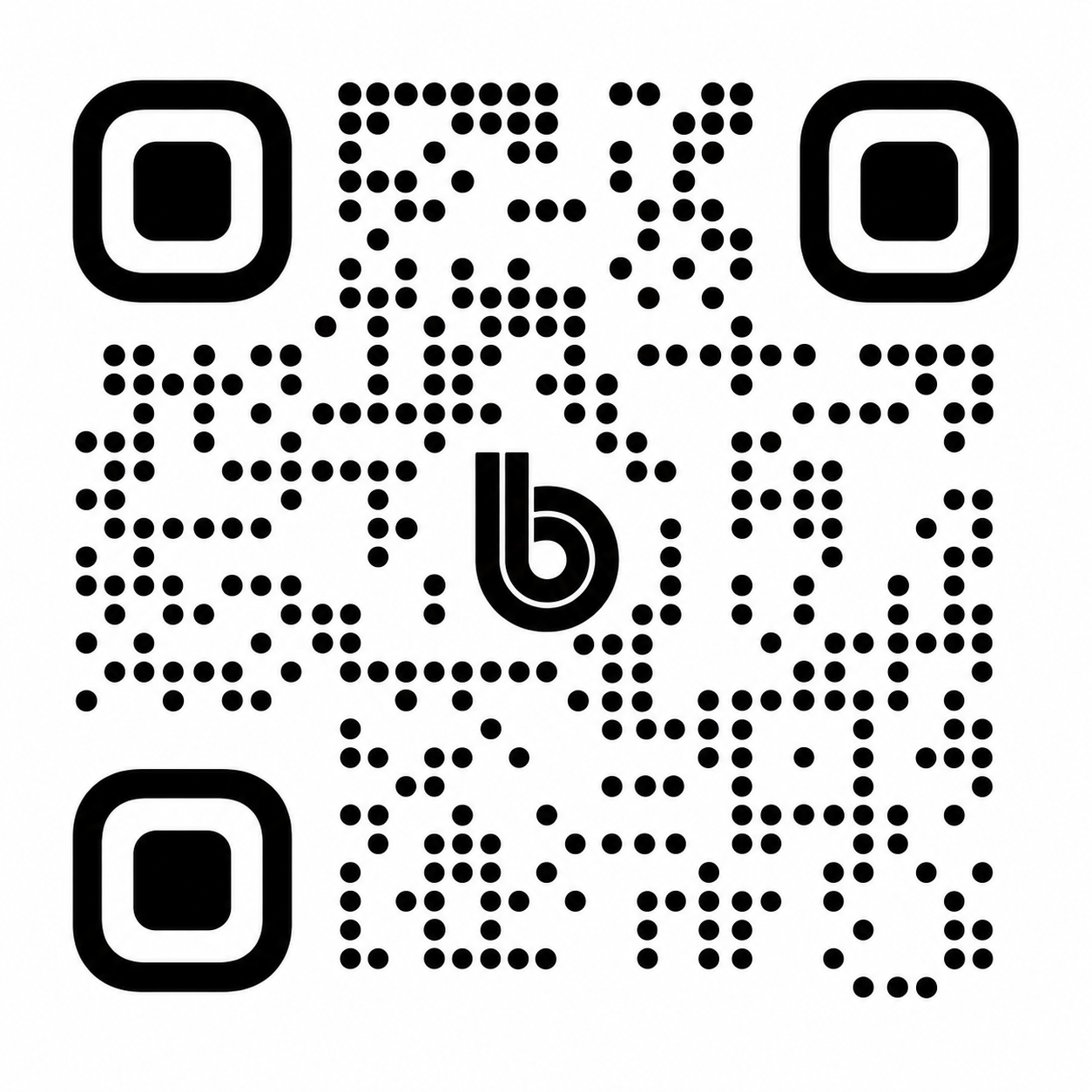 A QR code with a Beats by Dre logo embedded in the center.