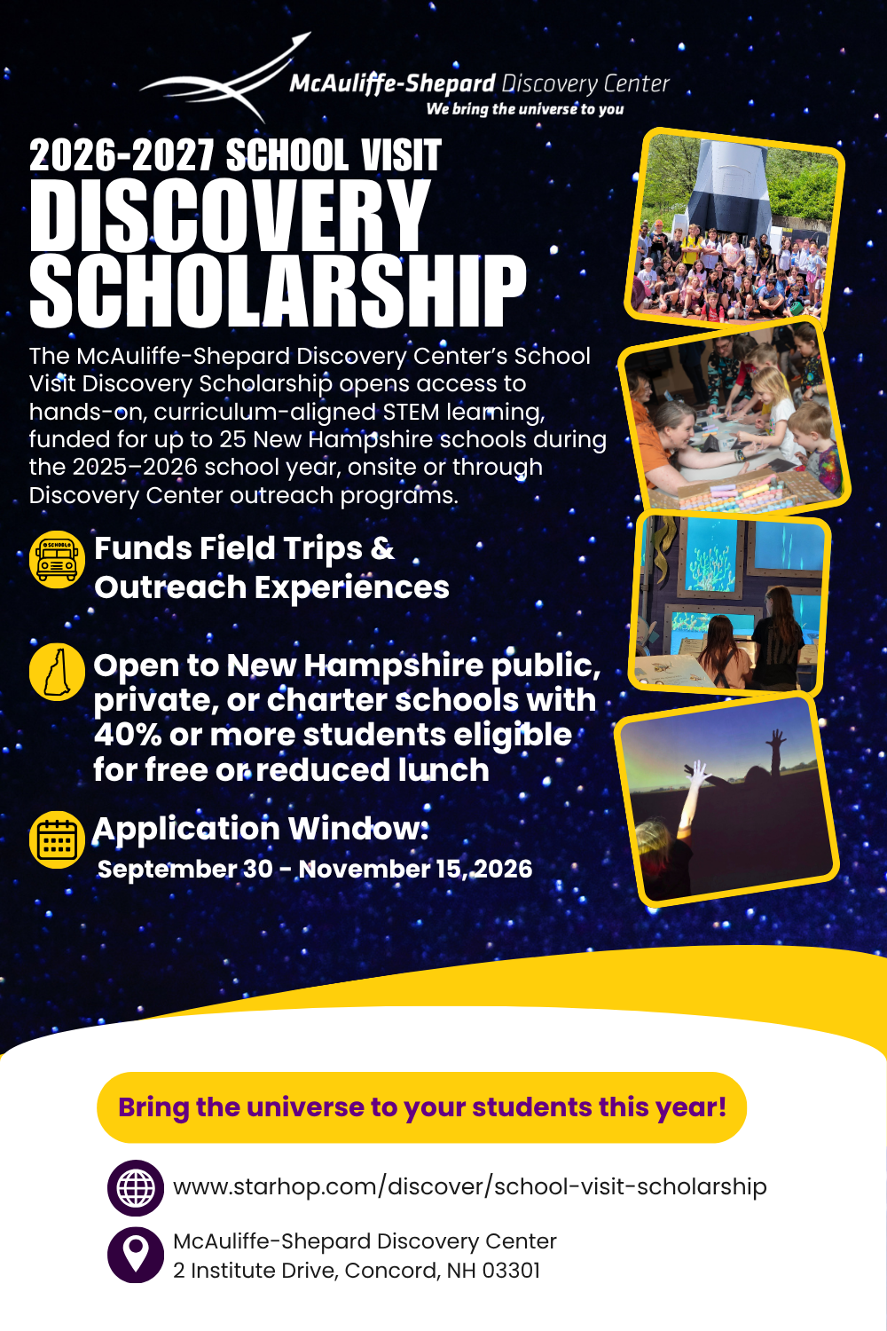 2026-2027 School Visit Discovery Scholarship