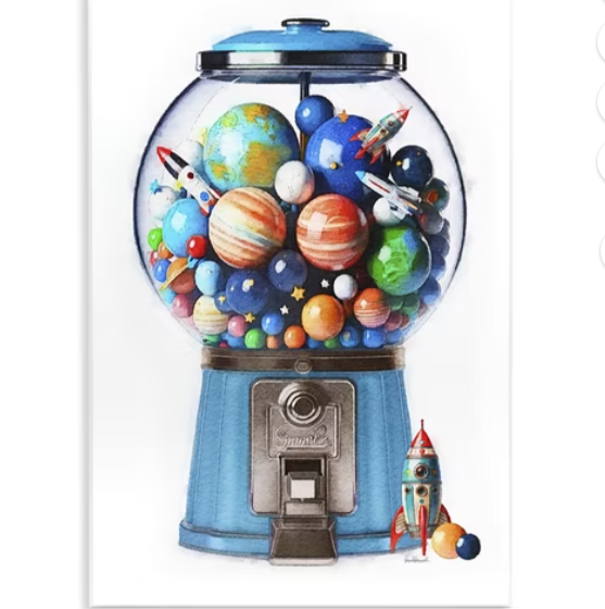Stupell Industries Contemporary Outer Space Candy Dispenser Wall Plaque Art, 10 x 15, by Amanda Greenwood