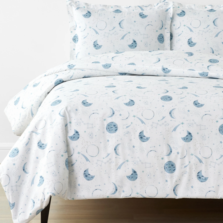 Night Sky Classic Cool Organic Cotton Percale Duvet Cover Set 
