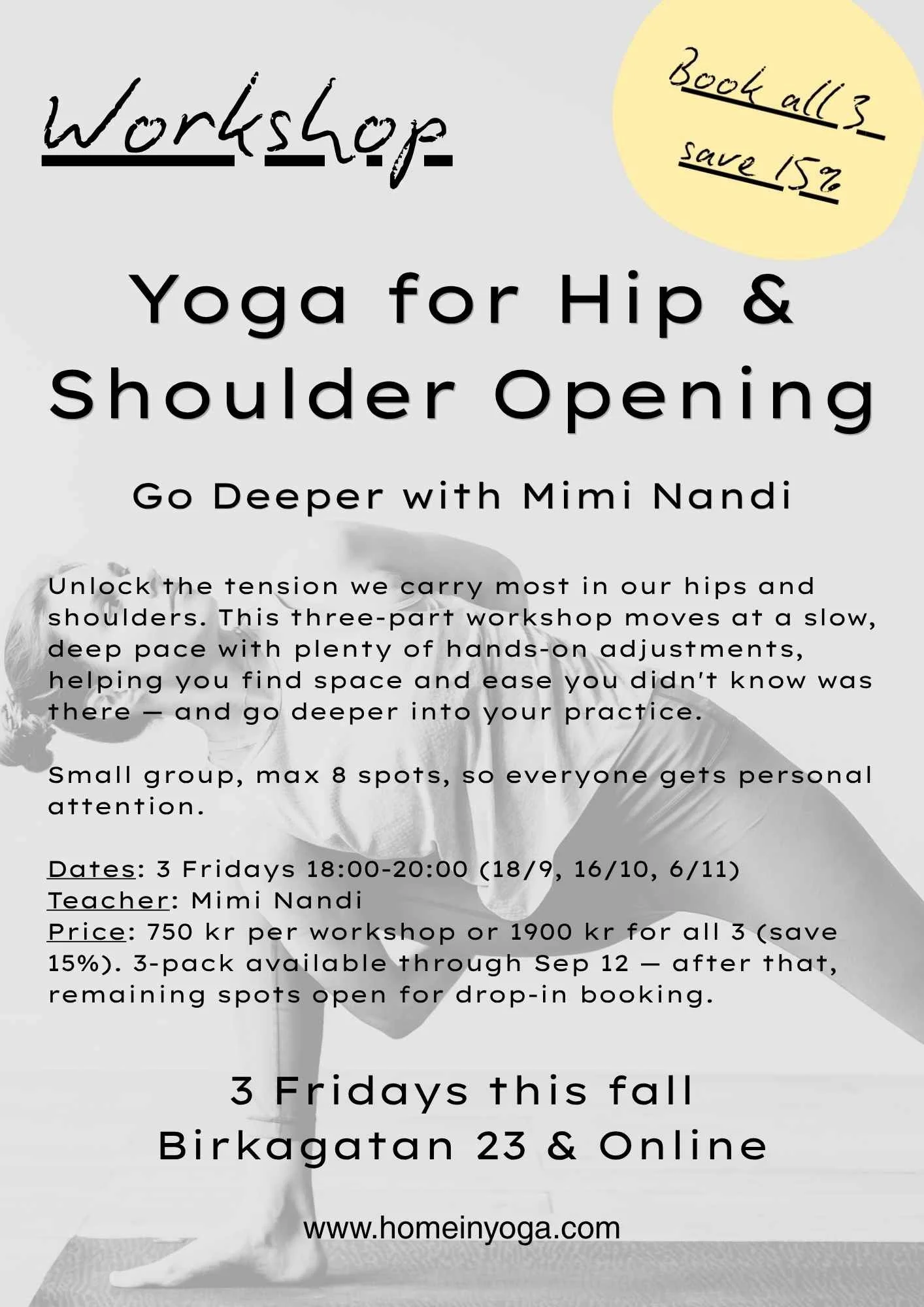 Workshop 18/9: Yoga for Hip &amp; Shoulder Opening - Go Deeper with Mimi Nandi