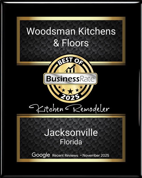 An award from Business Rate for Woodsman Kitchens & Floors for Best Kitchen Remodeler in Jacksonville Florida