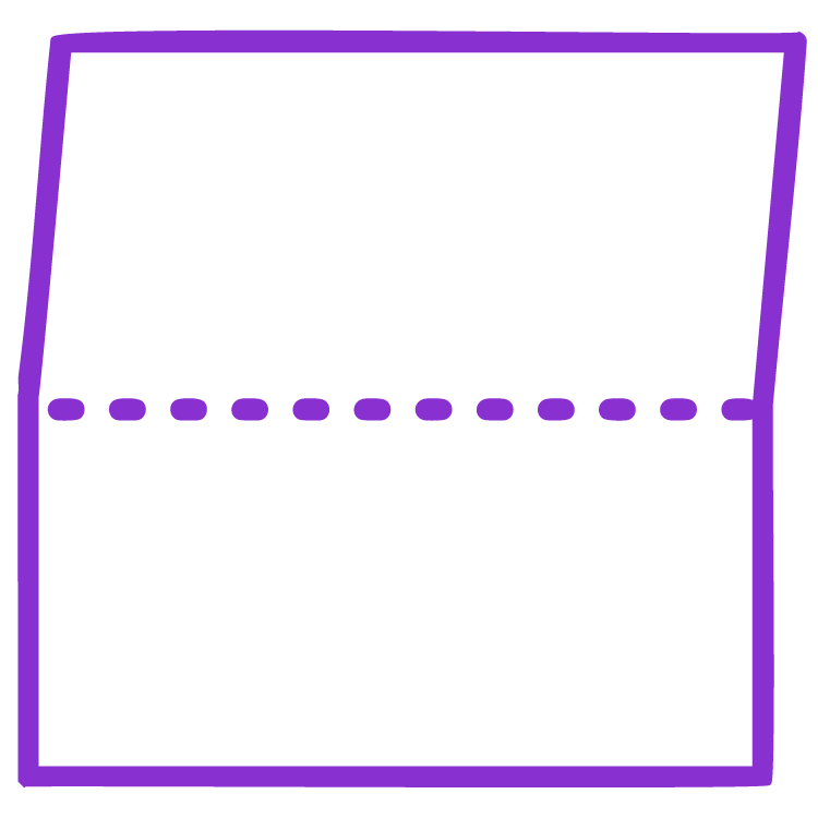 Line art illustration of a square shape divided by a dotted line with the top half slightly tilted—representing a countertop and matching backsplash cut from the same slab for a seamless, cohesive look.
