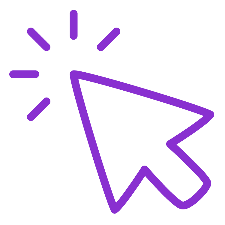 Line art illustration of a clicking cursor with action lines—symbolizing customer interaction, material selection, and personalized remodeling choices.