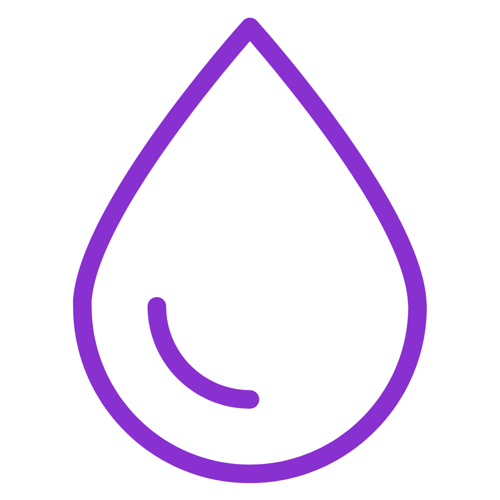 Line art illustration of a water droplet—symbolizing water-resistant materials used in kitchen, bath, and flooring remodeling projects.