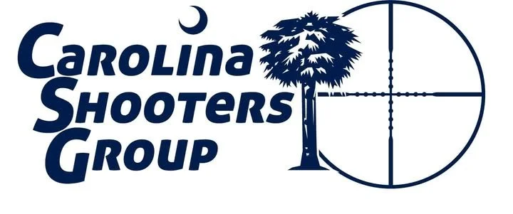 Logo for Carolina Shooters Group featuring text, a palm tree, and a crosshair target.