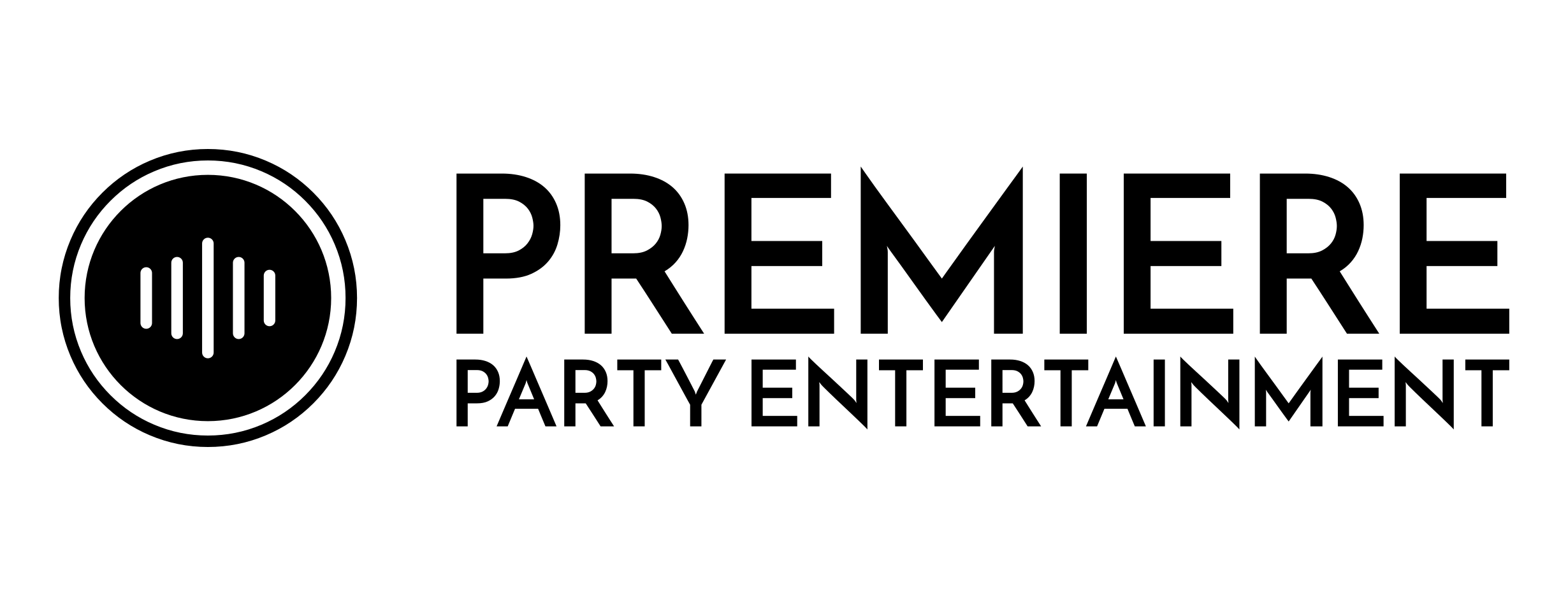 premiere party entertainment all black logo used for wedding and event dj entertainment in greenville, columbia, charleston, south carolina, sc