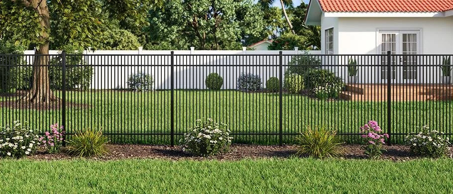 black aluminum fencing in florida backyard