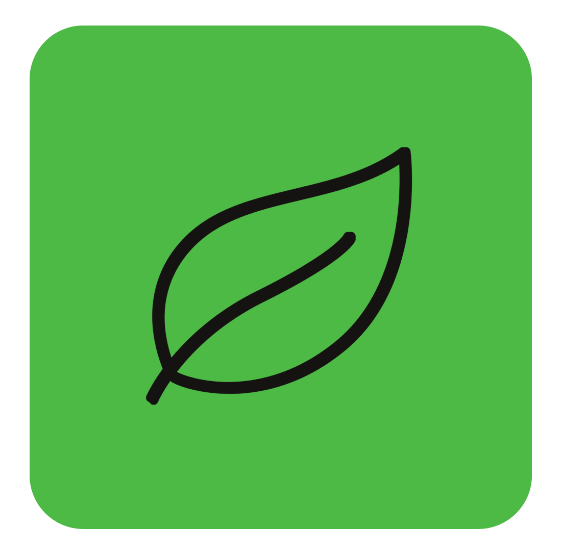 Icon of a leaf on a green background