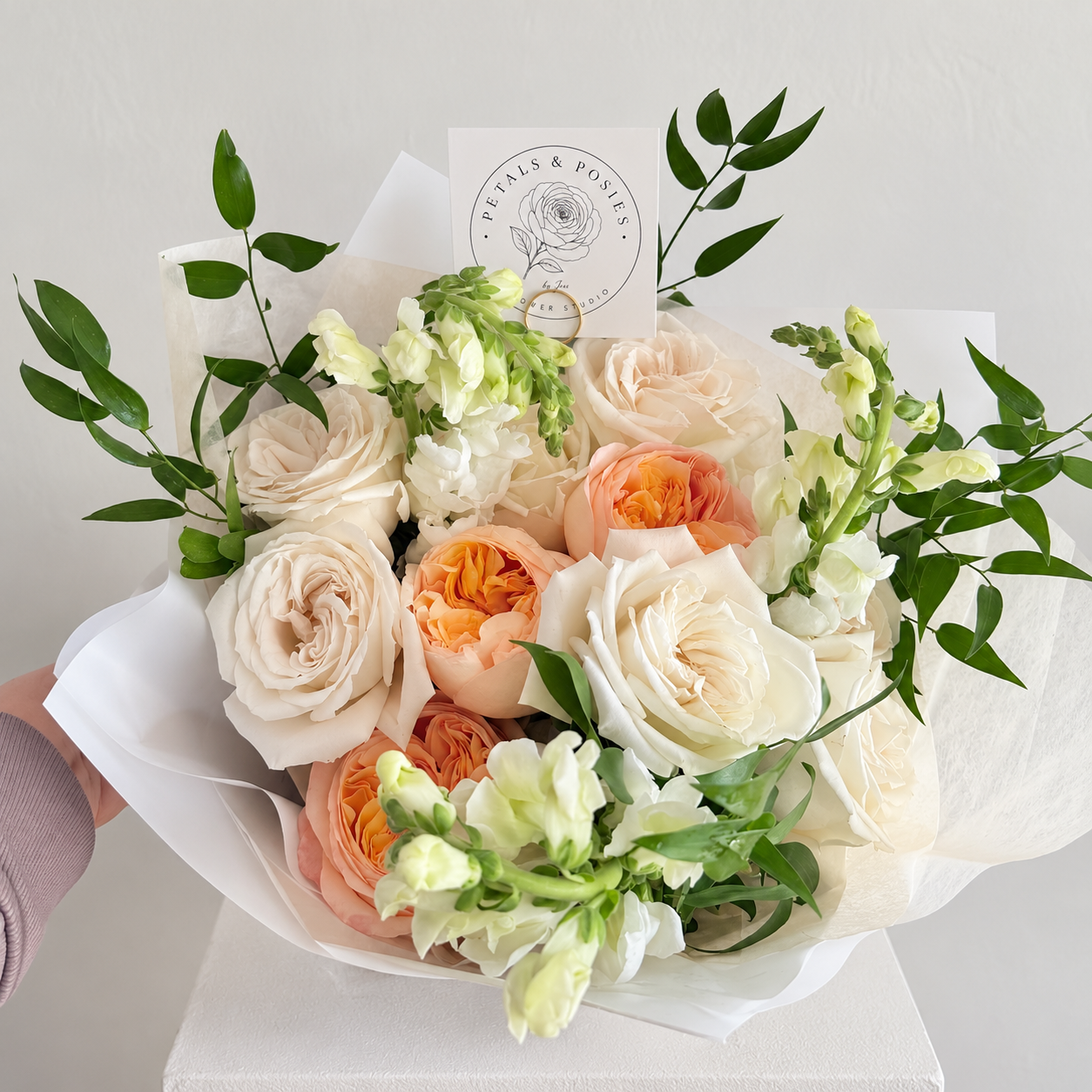 The Luxe Garden Rose | Designer Wrapped Bouquet