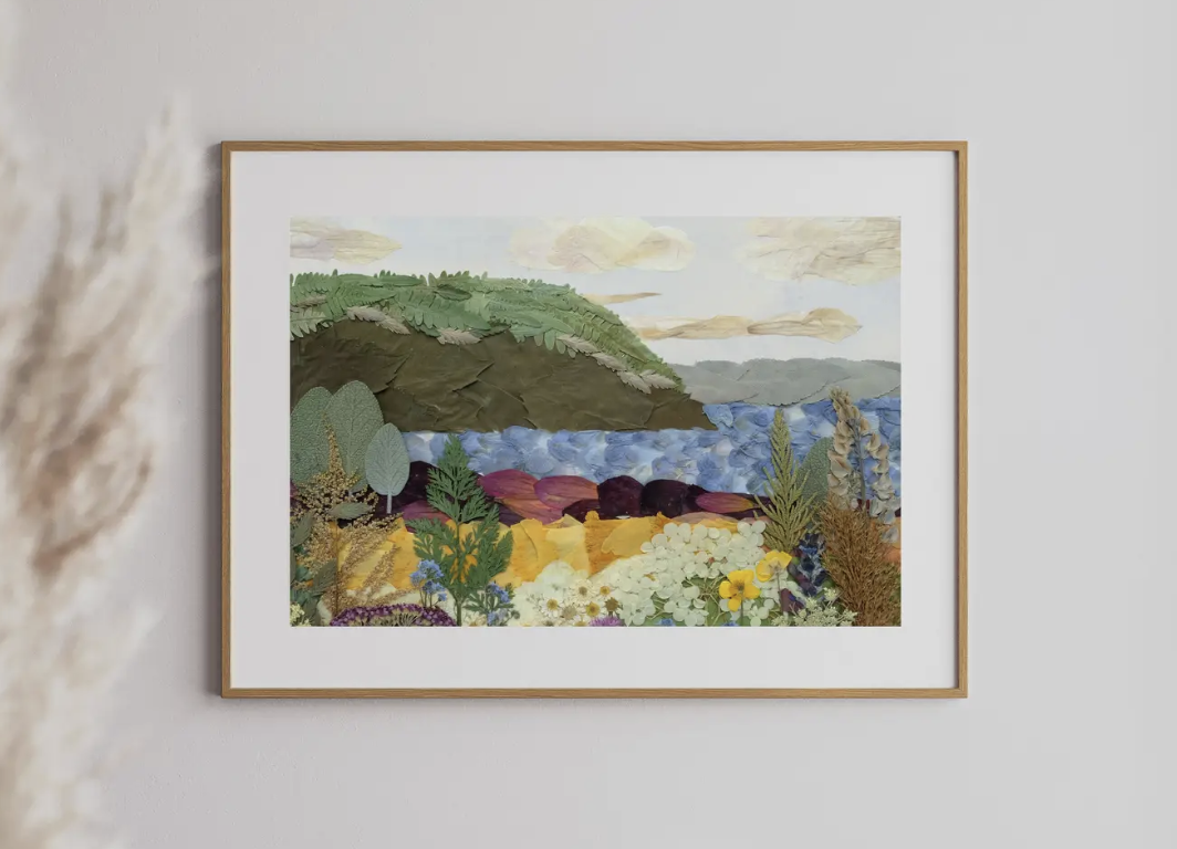 Blomidon in Bloom Landscape - Pressed Flower Print | Seek & Bloom