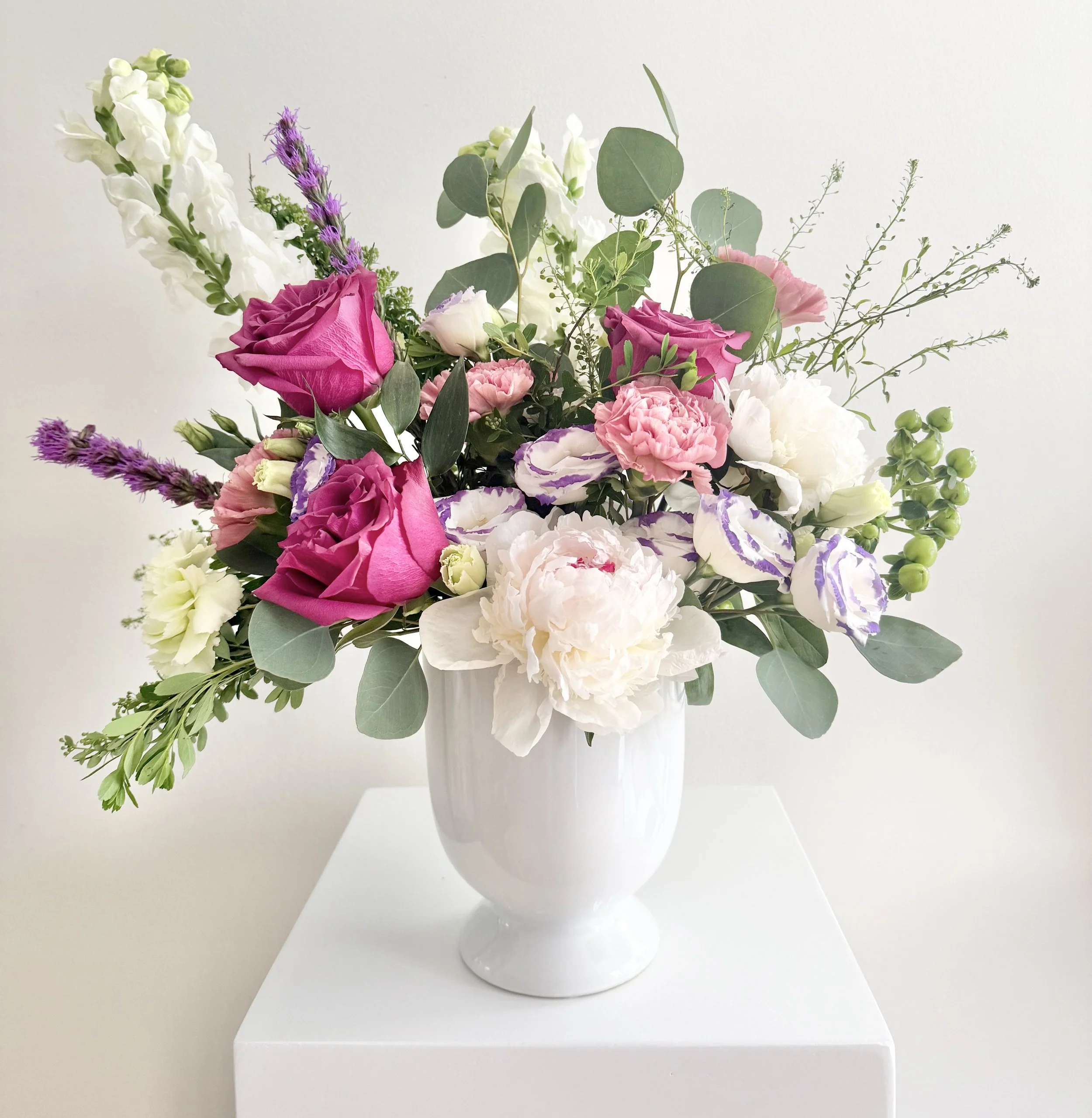 Lavender & Berry Haze | Ceramic Pedestal Arrangement