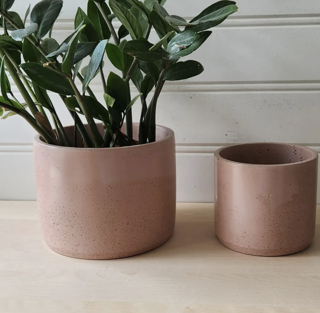 Handmade Blush Cylinder Planter | Plant 'er Here