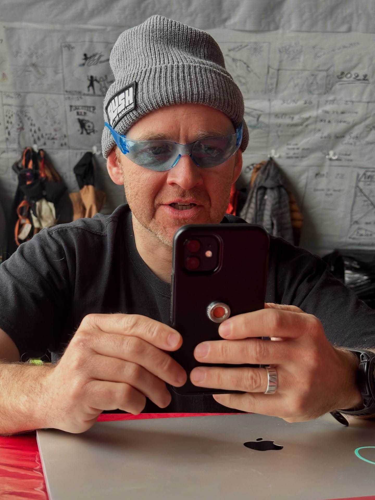 Pash on a down day in Alaska, embracing whatever storyline he’s created with those shades. The beanie, the serious phone focus, the random eyewear—classic setup for something ridiculous.
Might need the backstory from @c0nw0w
But for no
