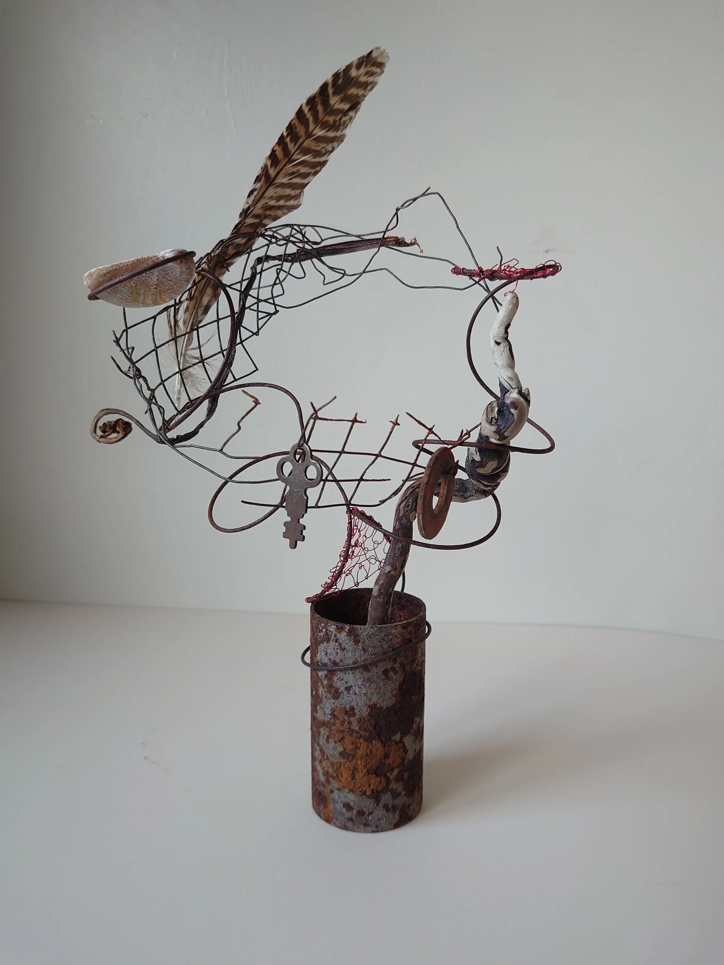 'Entangled' - Rusted metal, wire & other found items